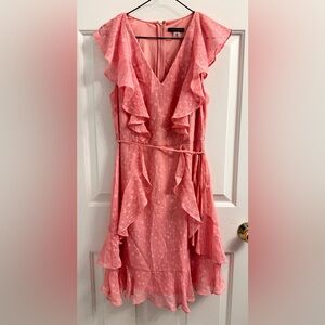 Tommy Hilfiger Soft Pink Ruffle Tie Waist Fit Flare Dress